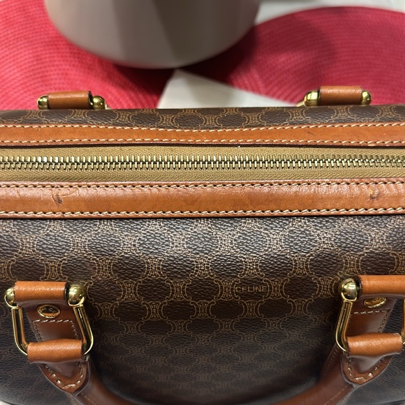 Celine Macadam Pattern Mini Boston Bag Handbag PVC x Leather Dark Brown - Picture 7 of 12